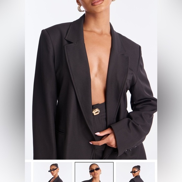 Chic Black Blazer and shorts set with golden buckles - Picture 2 of 4